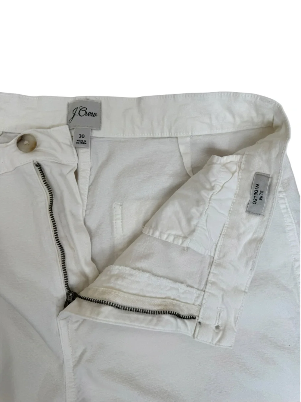 J.Crew Slim Wide Leg Cropped Jeans White High Rise Size 30 AL106